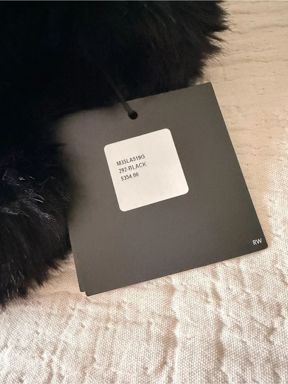 Moose Knuckles Black Faux Fur Trapper Hat with Gold Logo Tag